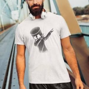 White Crepe FIVE Sleeve T-Shirt for Men – Classic & Stylish